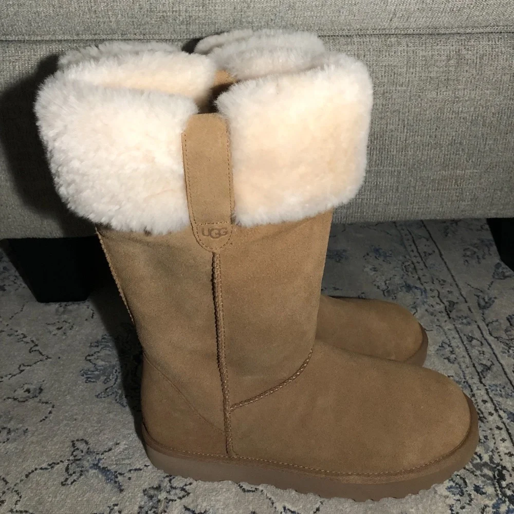 UGG Suhenny Boot Chestnut Boots with Plush Fur Cuff